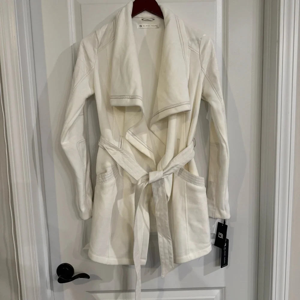 Blanc Noir Drape Velour Jacket in Off White